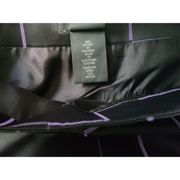 Nathalie Chaize Paris Womens Straight Skirt Size 6 Black Purple Side-Slit Lined - Picture 7 of 8